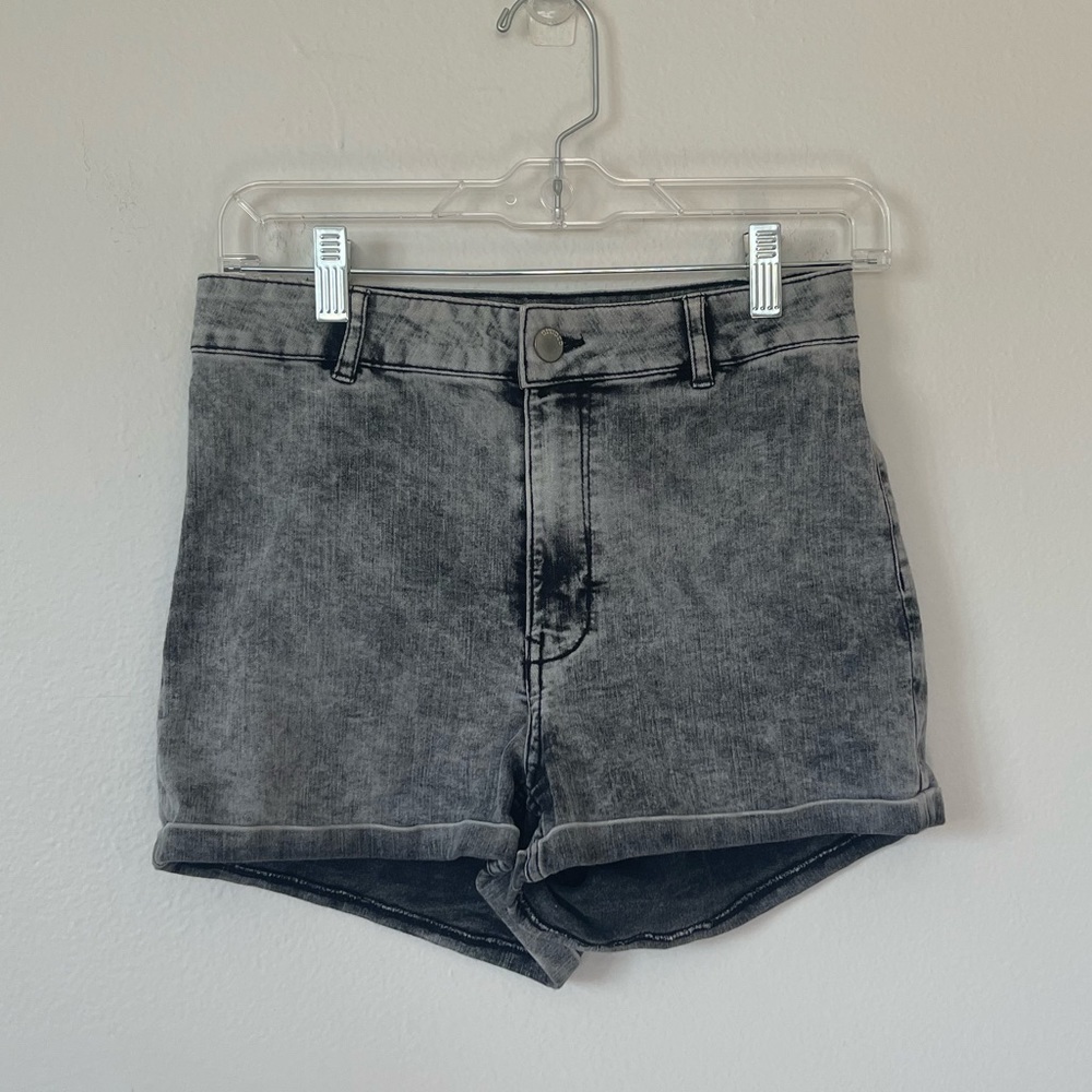 H&M Divided High Waisted Gray Wash Cuffed Jean Shorts